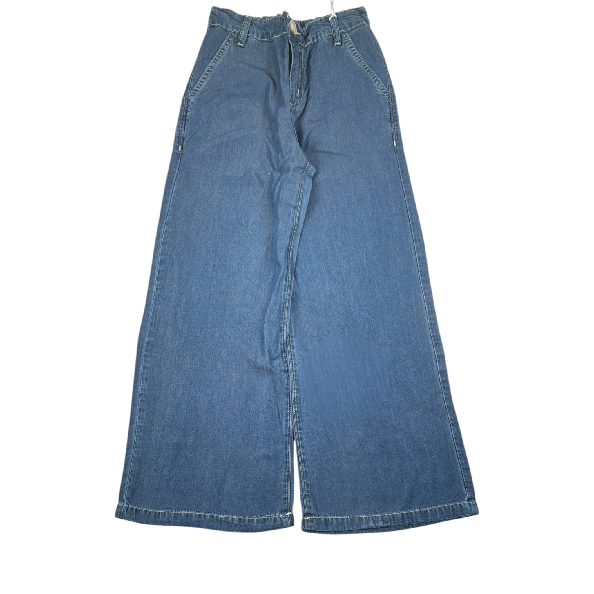 Lu Lu By Miss Grant Pantalone In Denim Modello A Palazzo Azzurro per Bambina LL3412 AZZURRO LU LU BY MISS GRANT 