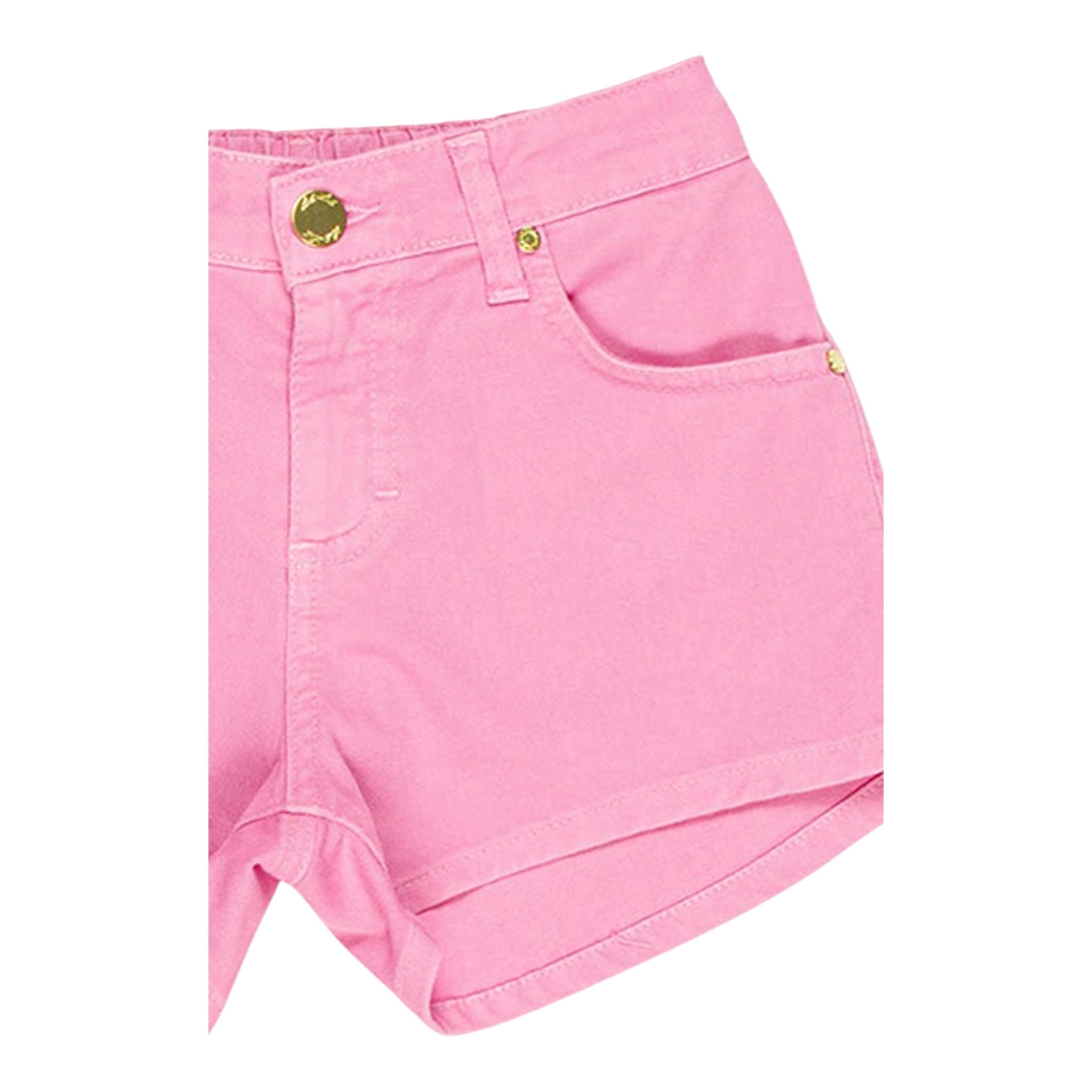 M+E' Short In Denim Tinta Unita con Girovita Regolabile per Bambina UE1704J ROSA M+E' 