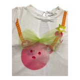 M+E' T-Shirt Girocollo Tinta Unita con Stampa per Bambina UE0909 BIANCO M+E' 
