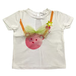 M+E' T-Shirt Girocollo Tinta Unita con Stampa per Bambina UE0909 BIANCO M+E' 