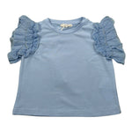 M+E' T-Shirt Girocollo tinta unita con Tulle Azzurro per Bambina UE1373 AZZURRO M+E' 