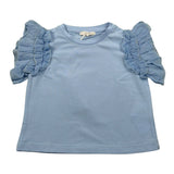 M+E' T-Shirt Girocollo tinta unita con Tulle Azzurro per Bambina UE1373 AZZURRO M+E' 