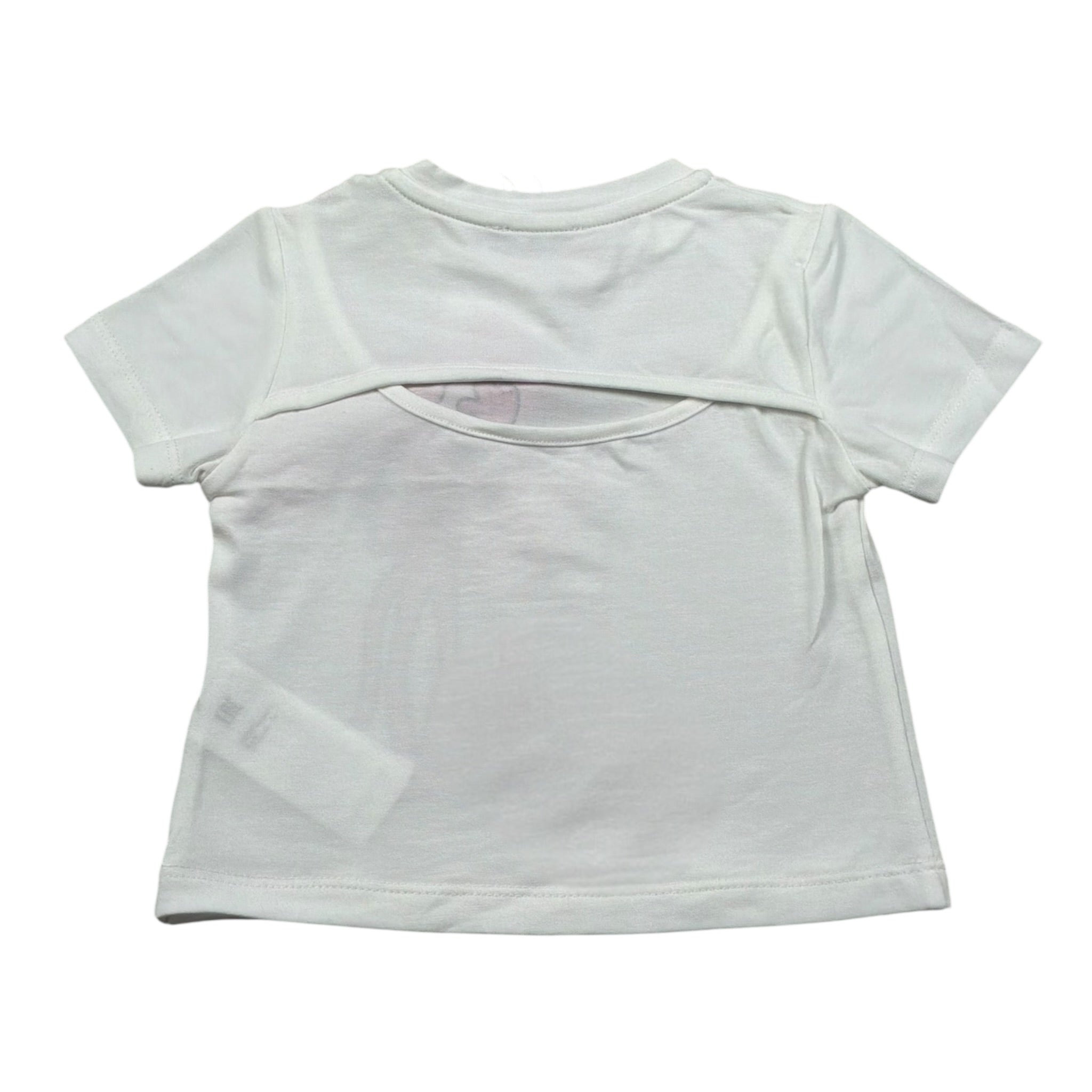 M+E' T-Shirt Girocollo tinta unita con Stampa Bianco per Bambina UE1389J BIANCO M+E' 