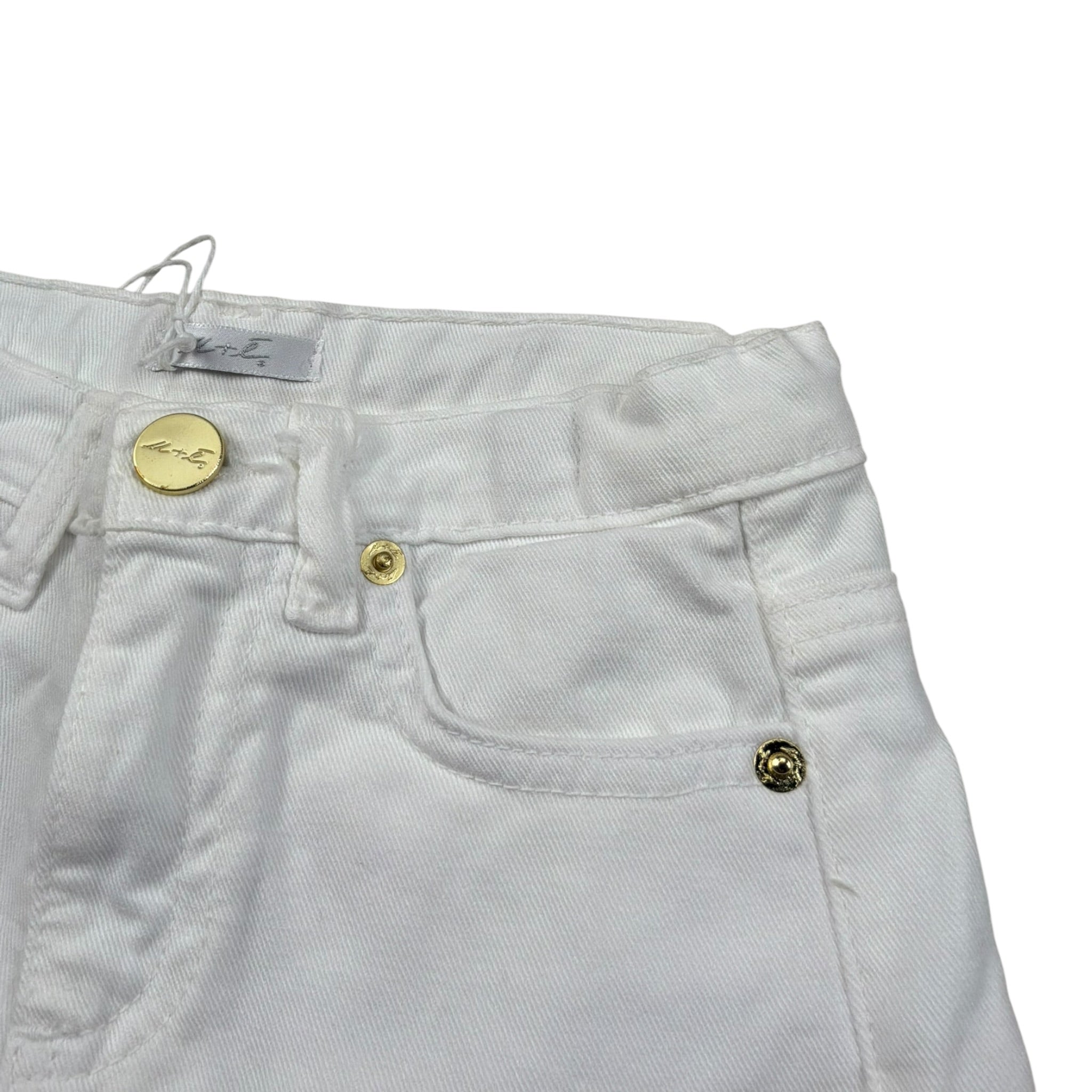 M+E' Short In Denim tinta unita con Girovita Regolabile Bianco per Neonata UE1704X BIANCO M+E' 