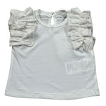 M+E' T-Shirt Girocollo tinta unita con Rouches Bianco per Bambina UE1735J BIANCO M+E' 