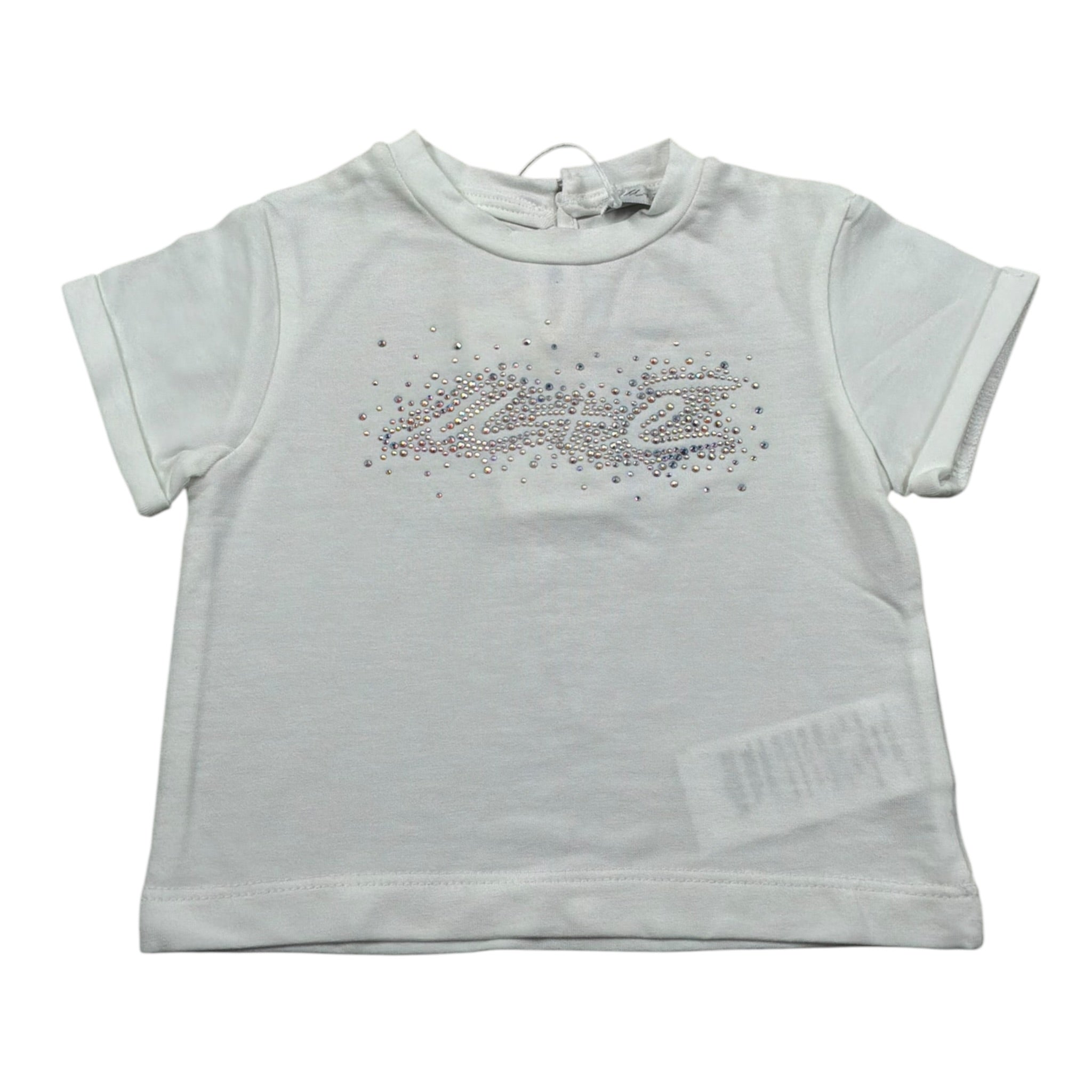 M+E' T-Shirt Girocollo tinta unita con Brillantini Panna per Bambina UE1817 PANNA M+E' 