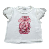 M+E' T-Shirt Girocollo Tinta Unita con Stampa per Bambina UE1856 BIANCO M+E' 