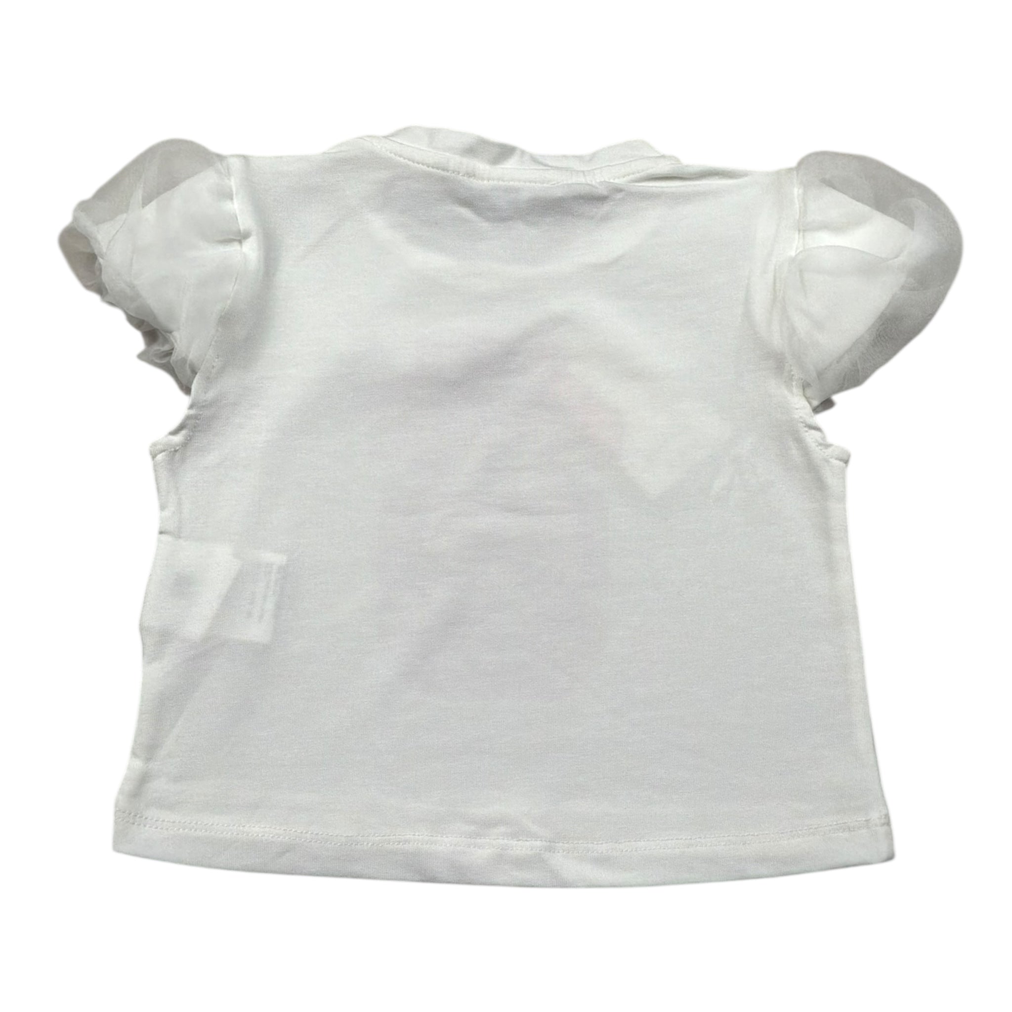 M+E' T-Shirt Girocollo Tinta Unita con Stampa per Bambina UE1856 BIANCO M+E' 