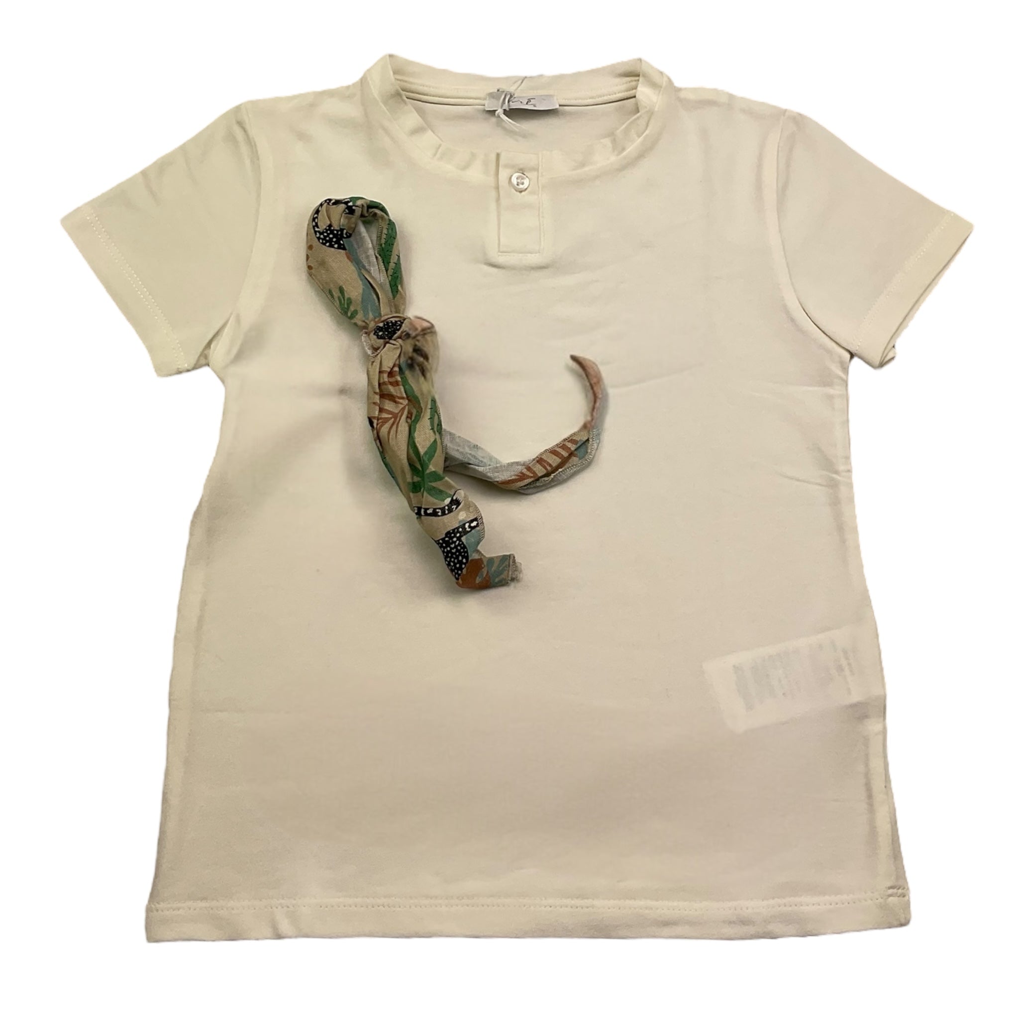 M+E' T-Shirt Girocollo Tinta Unita con Foulard per Neonato UEM0585N PANNA M+E' 
