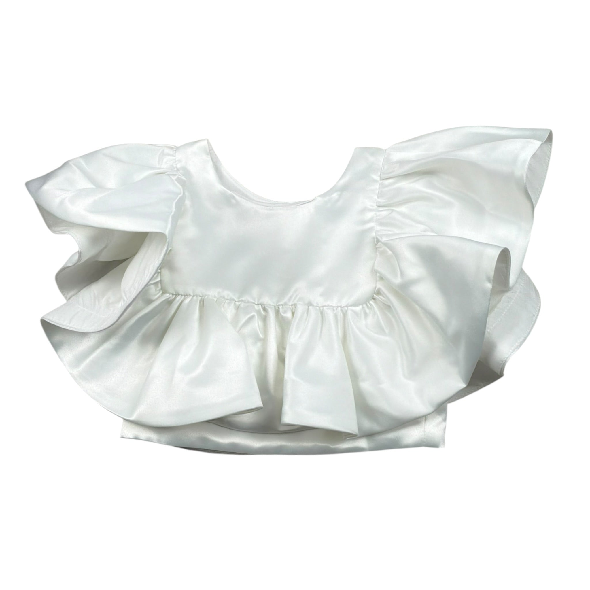 Magil Top Tinta Unita con Balze per Bambina FN21043 BIANCO MAGIL 
