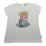 Magil T-Shirt Girocollo tinta unita con Stampa Bianco per Bambina FN26070 BIANCO MAGIL 