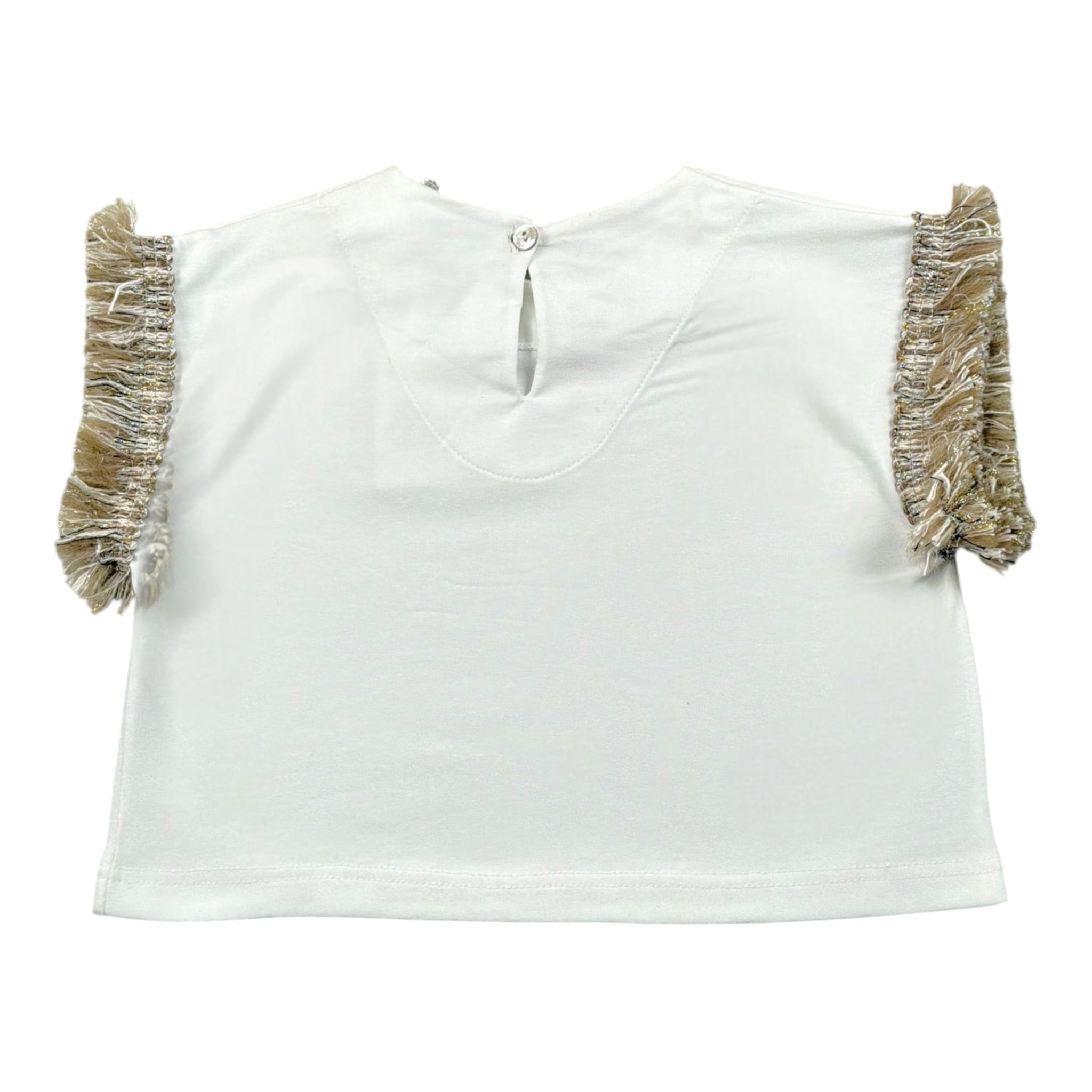 Magil T-Shirt Tinta Unita con Frange per Neonata FN26165 BIANCO MAGIL 