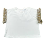 Magil T-Shirt Tinta Unita con Frange per Bambina FN26165J BIANCO MAGIL 