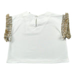 Magil T-Shirt Tinta Unita con Frange per Bambina FN26165J BIANCO MAGIL 