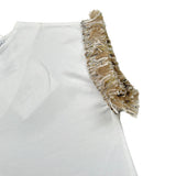 Magil T-Shirt Tinta Unita con Frange per Bambina FN26165J BIANCO MAGIL 