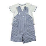 Malvi & Co Completo 2 Pezzi T-Shirt-Salpette Bianco/Azzurro per Neonato S25B221STRM BIANCO/AZZURRO MALVI & CO 