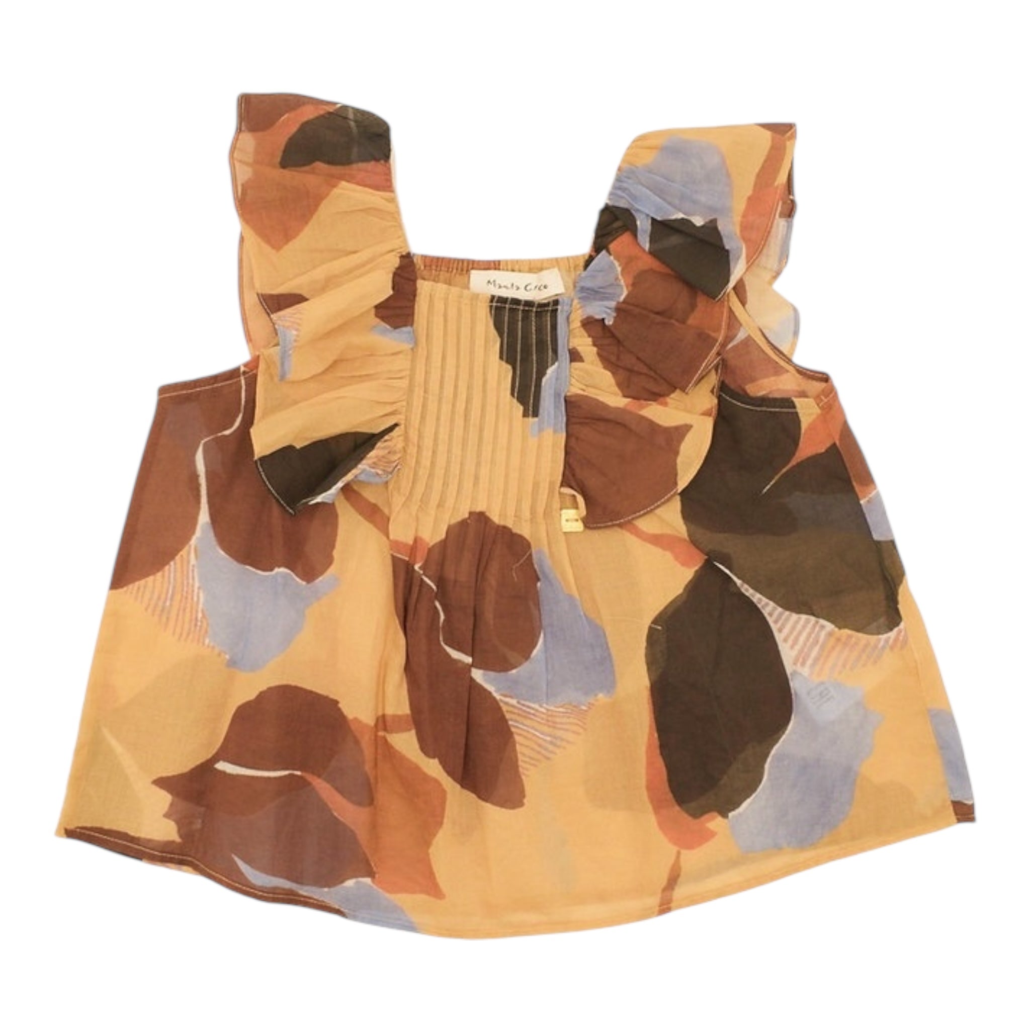 Manila Grace Top Tinta Unita con Fantasia E Balze per Bambina 251YMJS25 BEIGE MANILA GRACE 