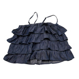 Manila Grace Top Bretelline Tinta Unita con Balze per Bambina MG2639 BLU MANILA GRACE 
