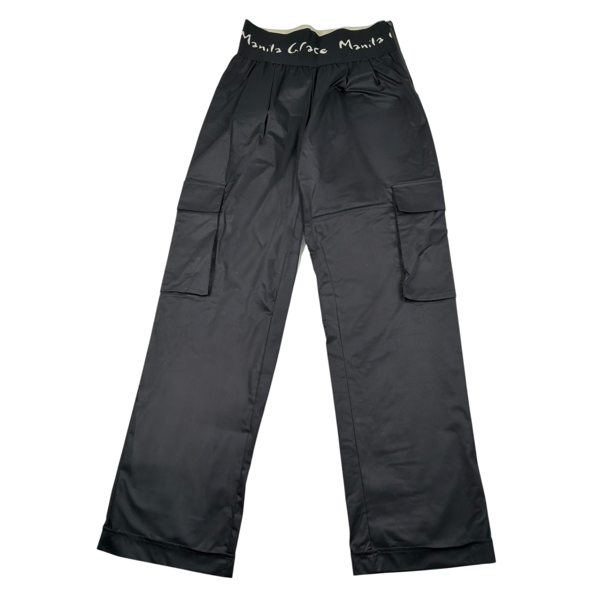 Manila Grace Pantalone Tinta Unita Modello Palazzo per Bambina MG2868 NERO MANILA GRACE 