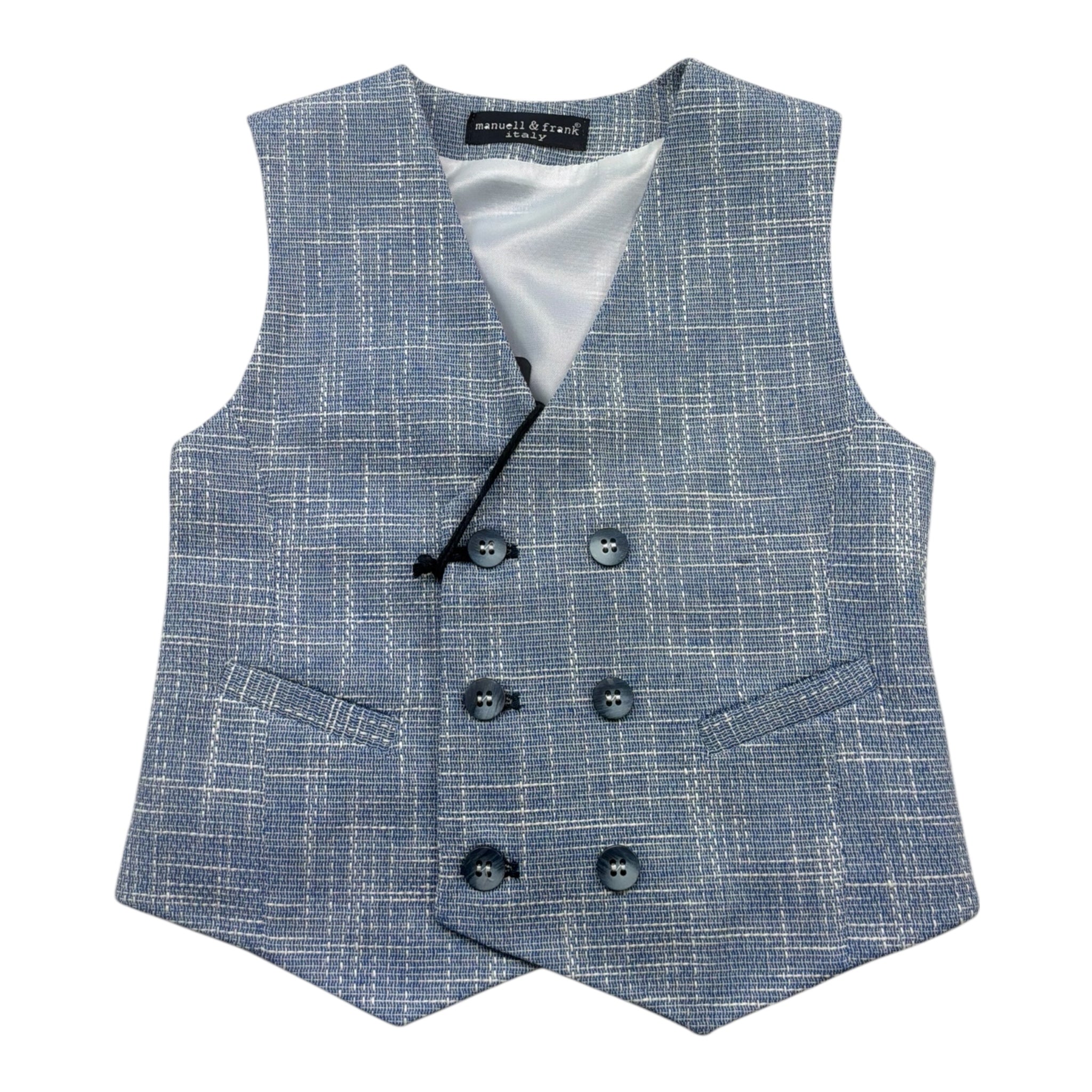 Manuel & Frank Gilet Tinta Unita con Fantasia per Bambino MF5020B AZZURRO MANUEL & FRANK 