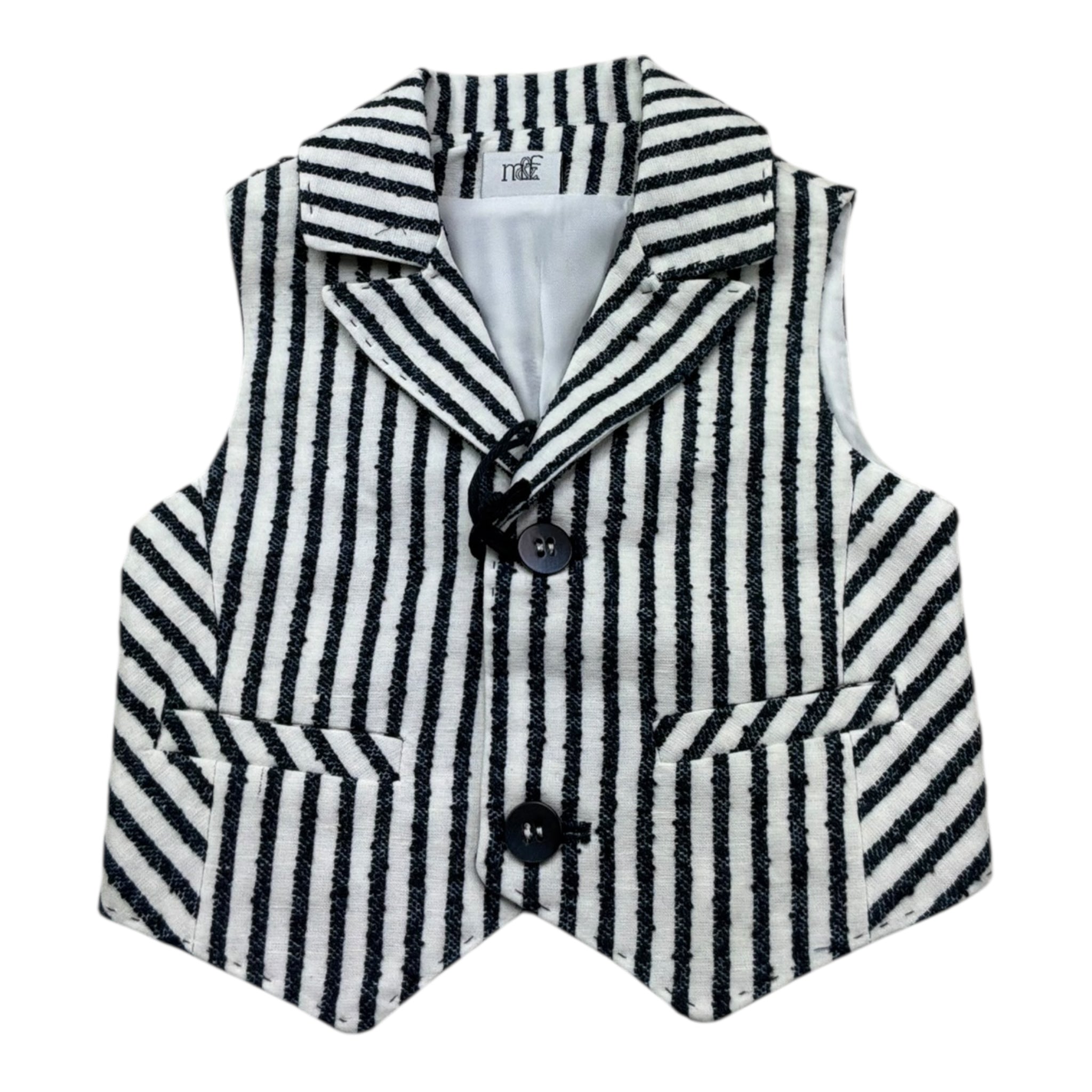 Manuel & Frank Gilet Tinta Unita con Fantasia A Righe per Neonato MF5034I BIANCO/BLU MANUEL & FRANK 
