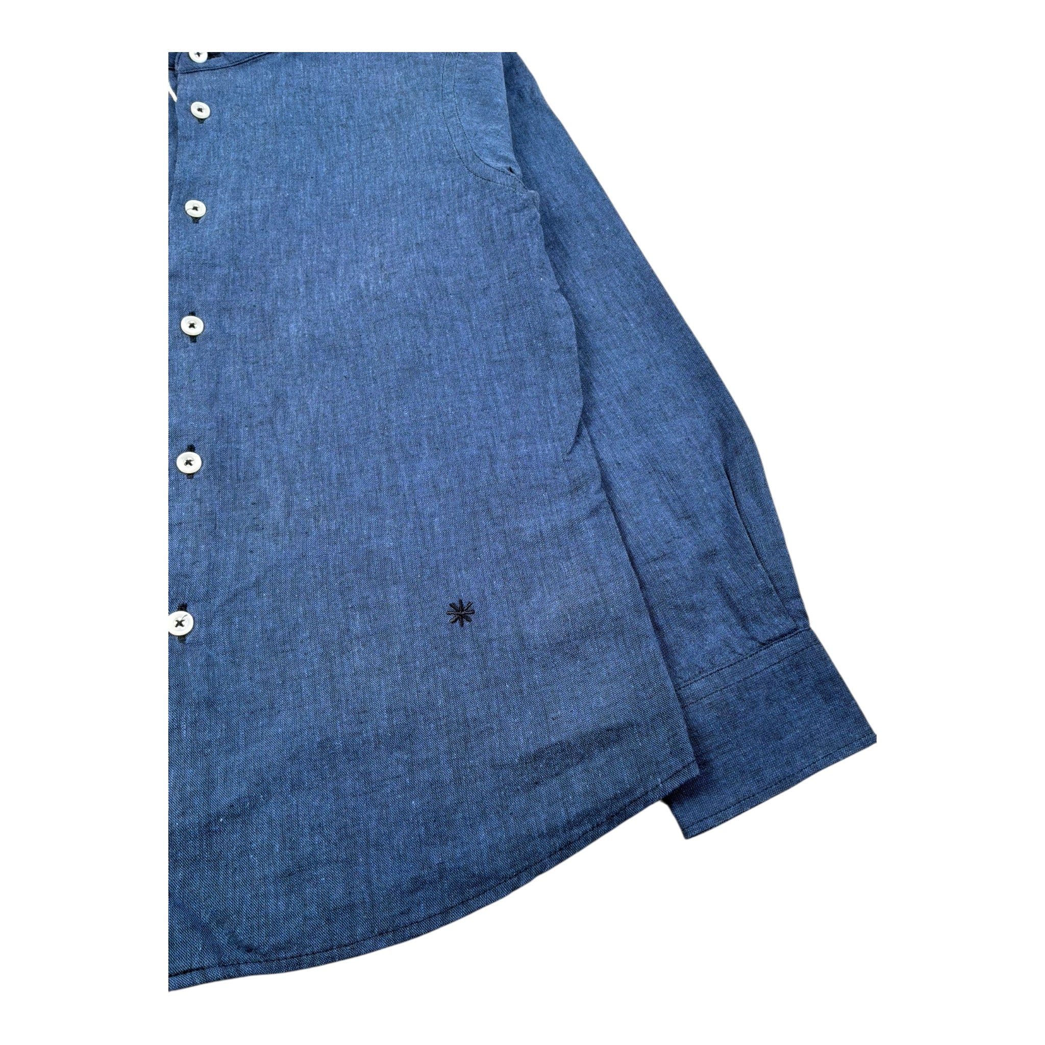 Manuel Ritz Camicia Manica Lunga Tinta Unita con Collo Coreano per Bambino MR2876 BLU MANUEL RITZ 
