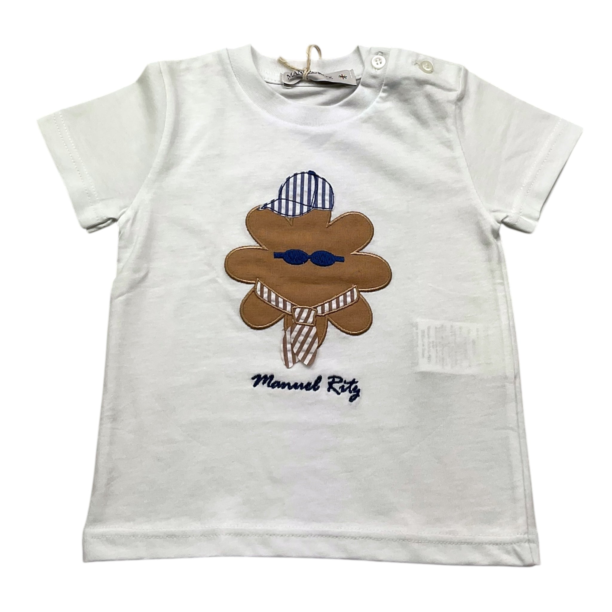 Manuel Ritz T-Shirt Girocollo Tinta Unita con Stampa per Neonato MR3107N BIANCO MANUEL RITZ 