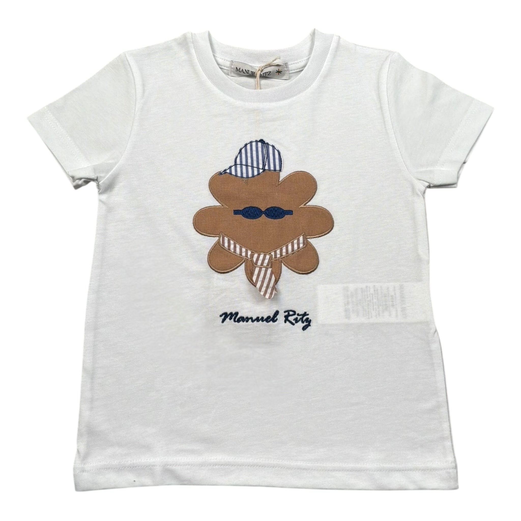 Manuel Ritz T-Shirt Girocollo Tinta Unita con Stampa per Neonato MR3107NX BIANCO MANUEL RITZ 