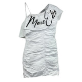 Marc Ellis Abito Monospalla Tinta Unita con Logo per Bambina JMJDR01239X BIANCO MARC ELLIS 