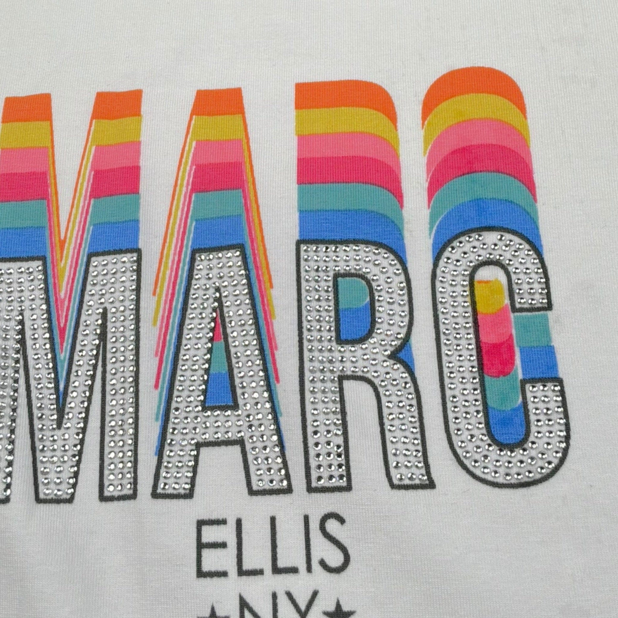 Marc Ellis T-Shirt Girocollo Tinta Unita con Brillantini per Bambina JMJTS16946 BIANCO MARC ELLIS 