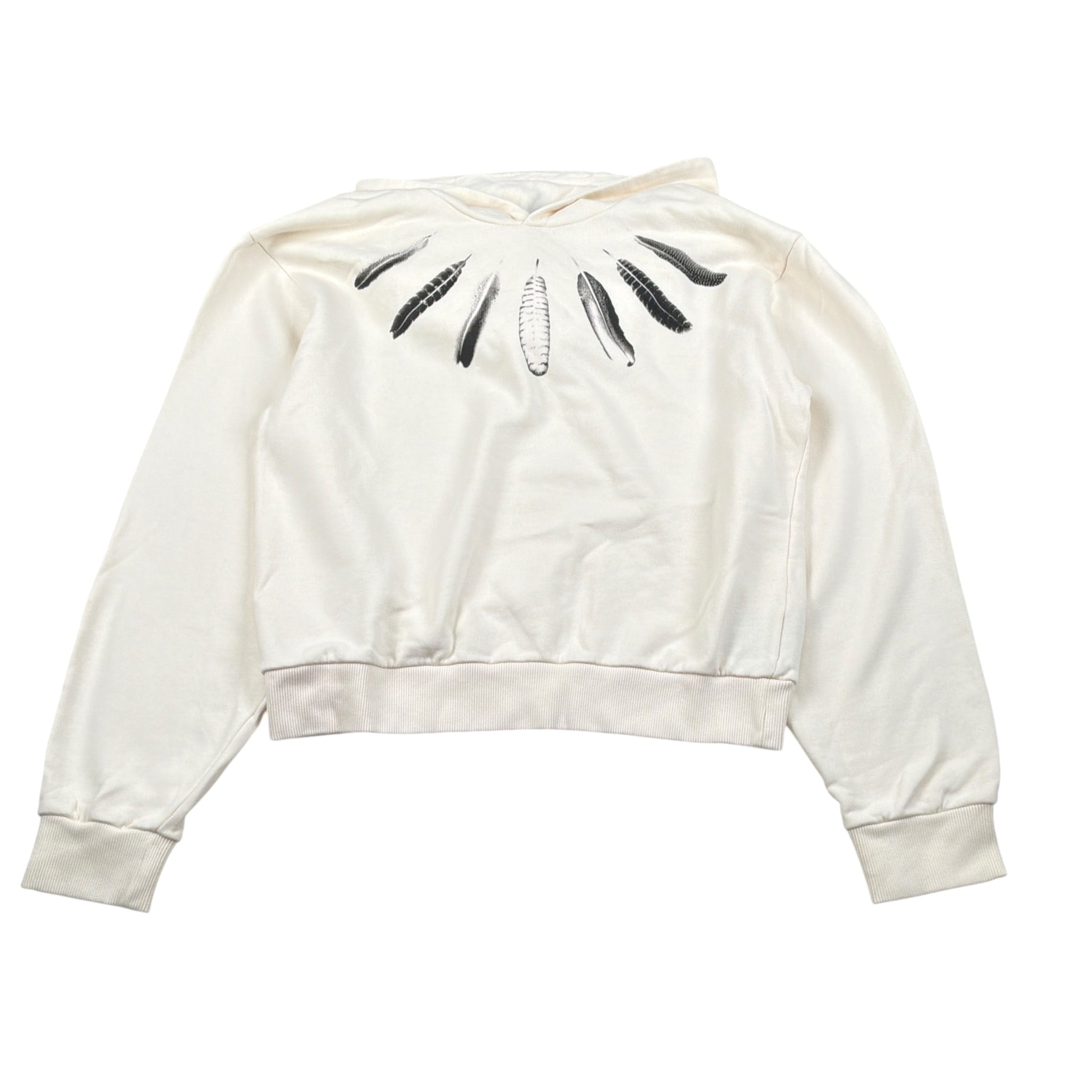 Marcelo Burlon Felpa tinta unita con Cappuccio E Stampa Panna per Bambino CBBB001F23 PANNA MARCELO BURLON 