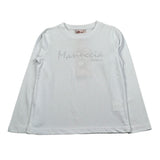 Mariuccia Shirt Girocollo tinta unita con Stampa Brillantinata Bianco per Bambina MBFW23T209 BIANCO MARIUCCIA 