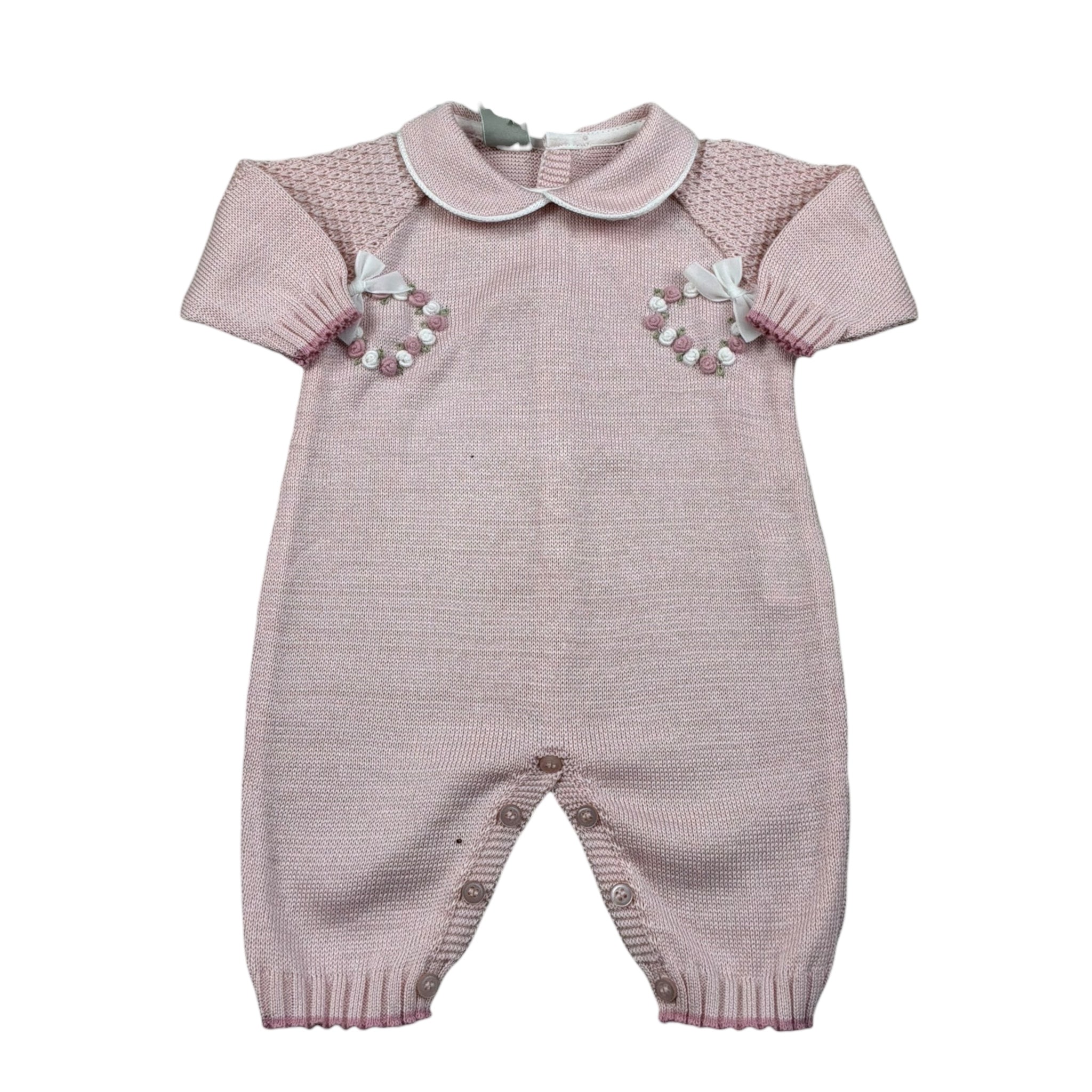 Marlu' Tutina Manica Lunga Tinta Unita con Ricami per Neonata EB2410 ROSA MARLU' 