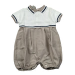 Marlu' Pagliaccetto Bicolore Mezza Manica per Neonato EB5520 BIANCO/BEIGE MARLU' 