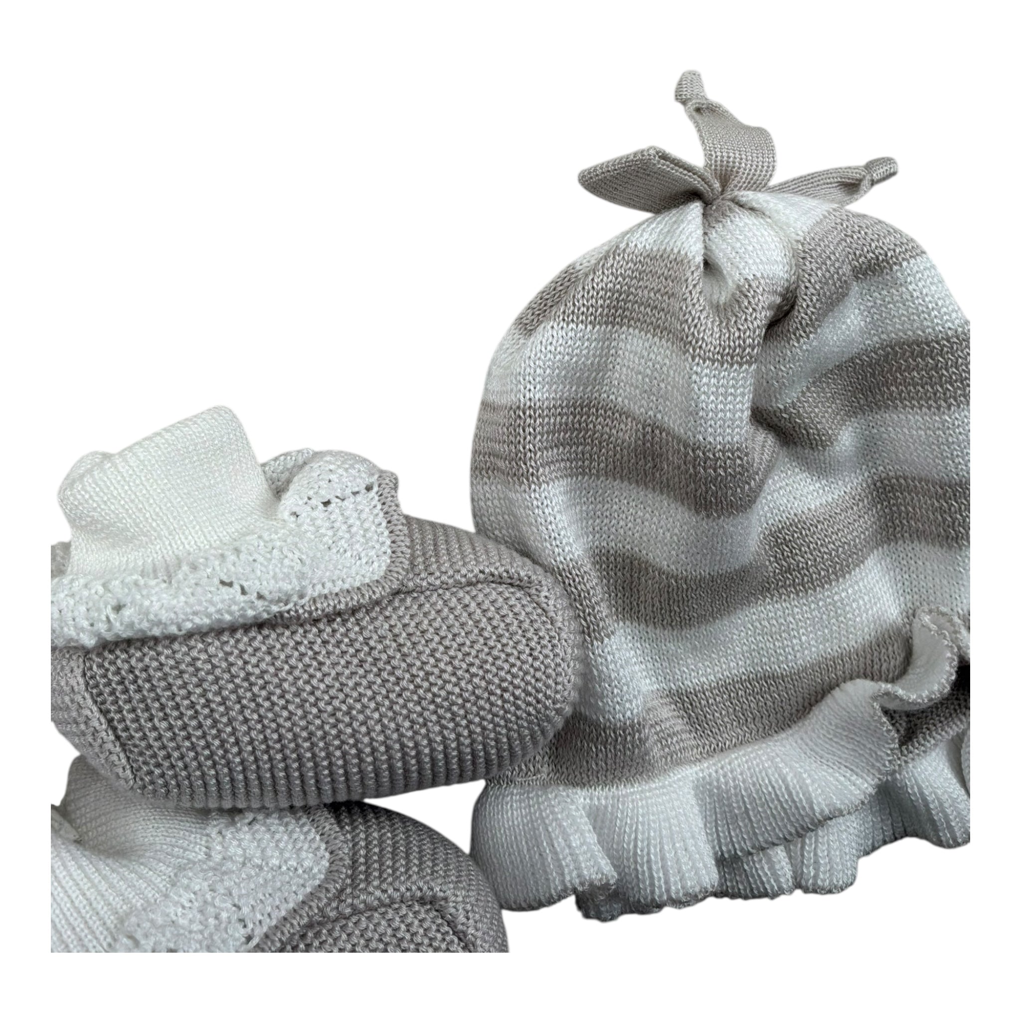Marlu' Set Cappello-Babbucce per Neonata EF1071 BEIGE MARLU' 