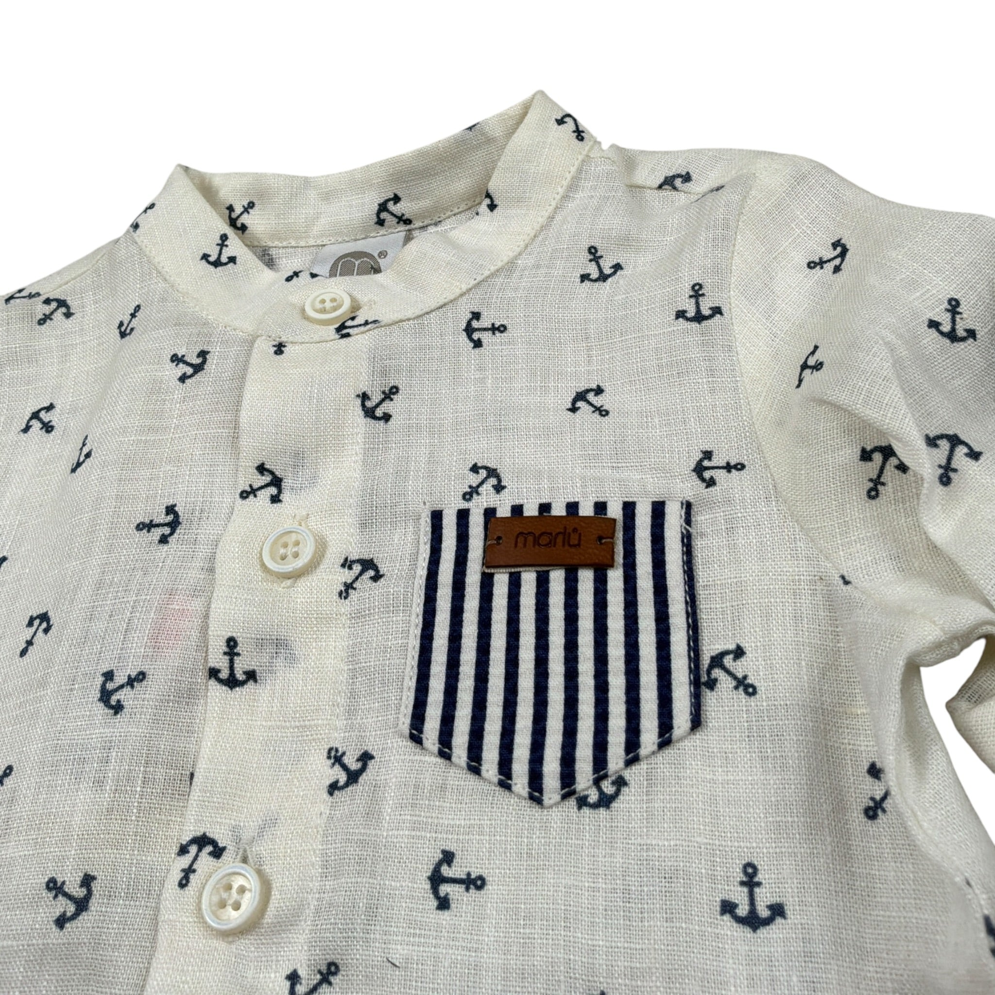 Marlu' Completo 2 Pezzi Camicia-Bermuda Bianco per Neonato EL6153 BIANCO MARLU' 