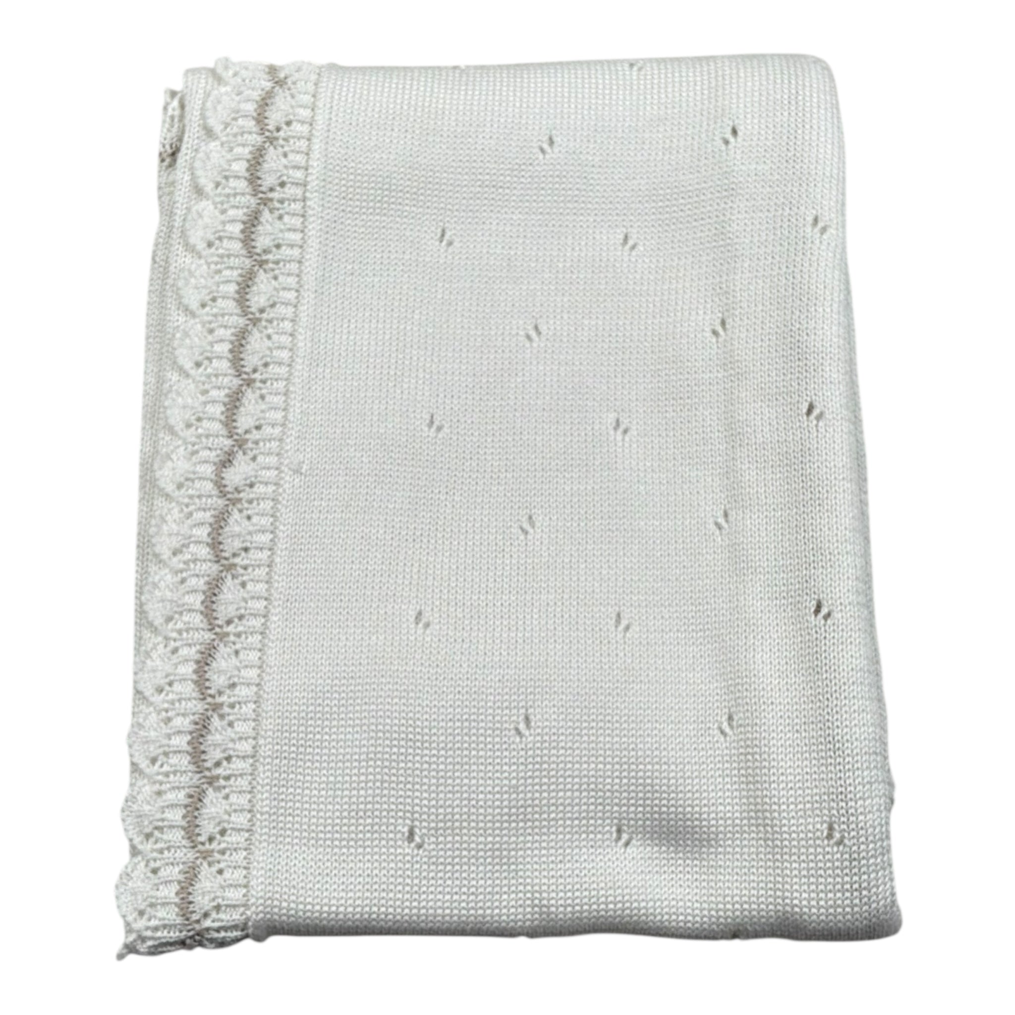 Marlu' Coperta Tinta Unita con Ricami per Neonata EP1280 BIANCO MARLU' 