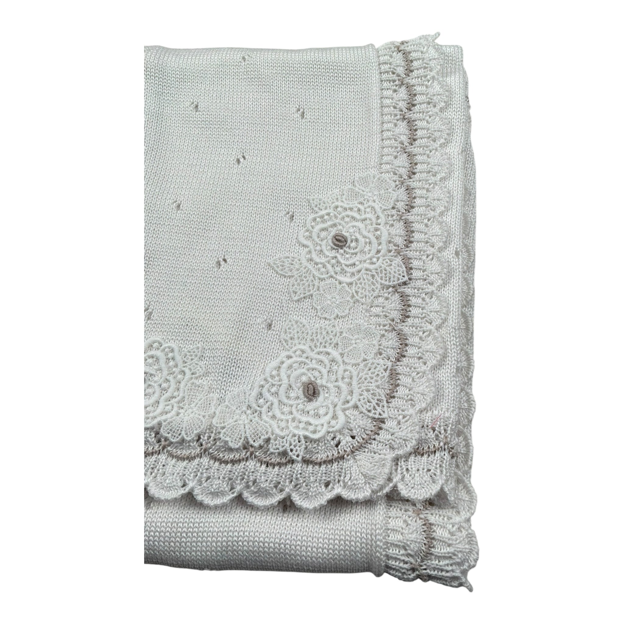 Marlu' Coperta Tinta Unita con Ricami per Neonata EP1280 BIANCO MARLU' 