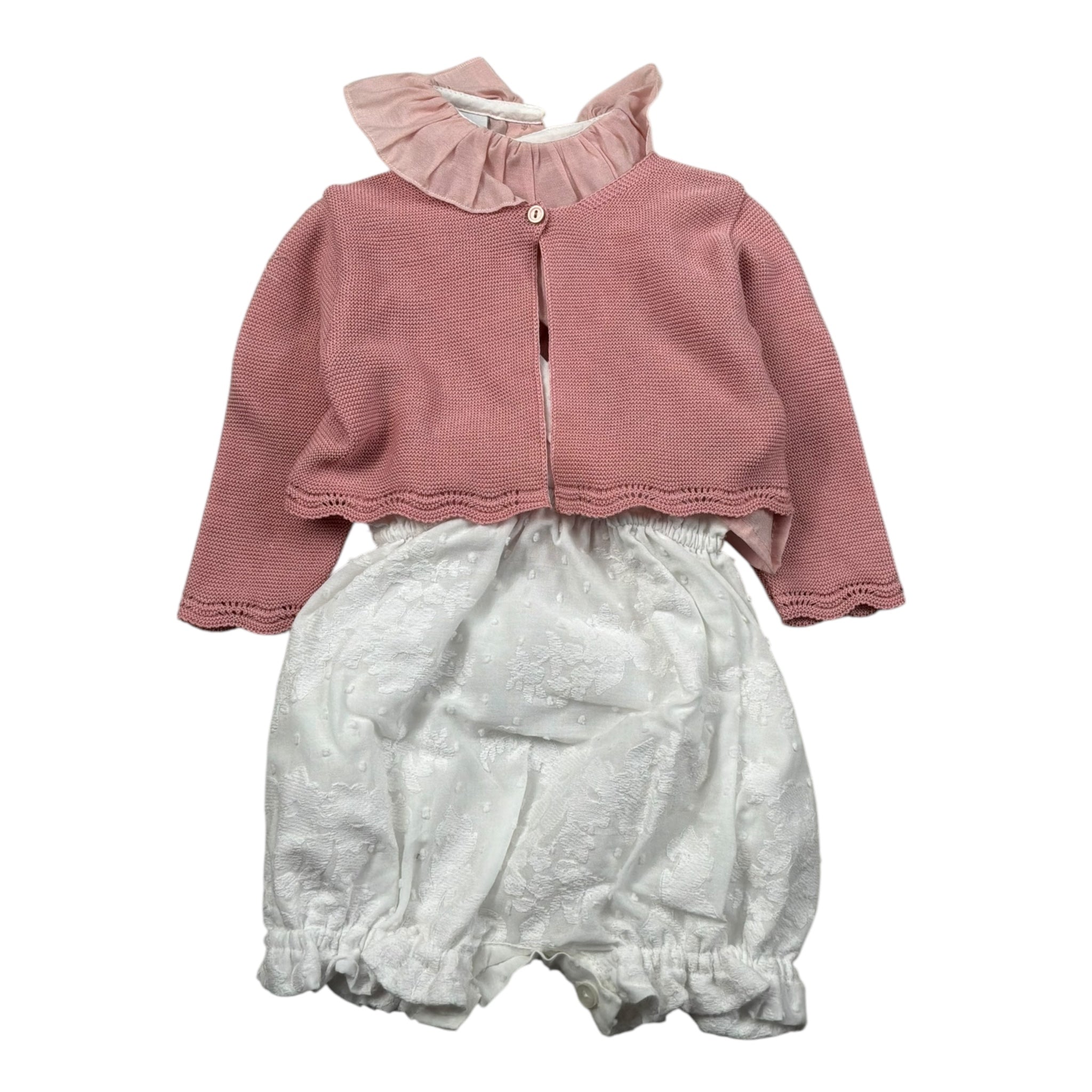 Marlu' Completo 3 Pezzi Camicia-Pagliaccetto-Cardigan per Neonata EP2860 ROSA MARLU' 