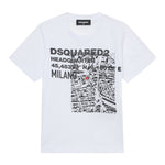 Dsquared2 T-Shirt Girocollo Tinta Unita con Stampa per Bambino 2DQ2801 BIANCO DSQUARED2 
