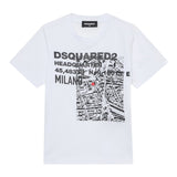 Dsquared2 T-Shirt Girocollo Tinta Unita con Stampa per Bambino 2DQ2801 BIANCO DSQUARED2 