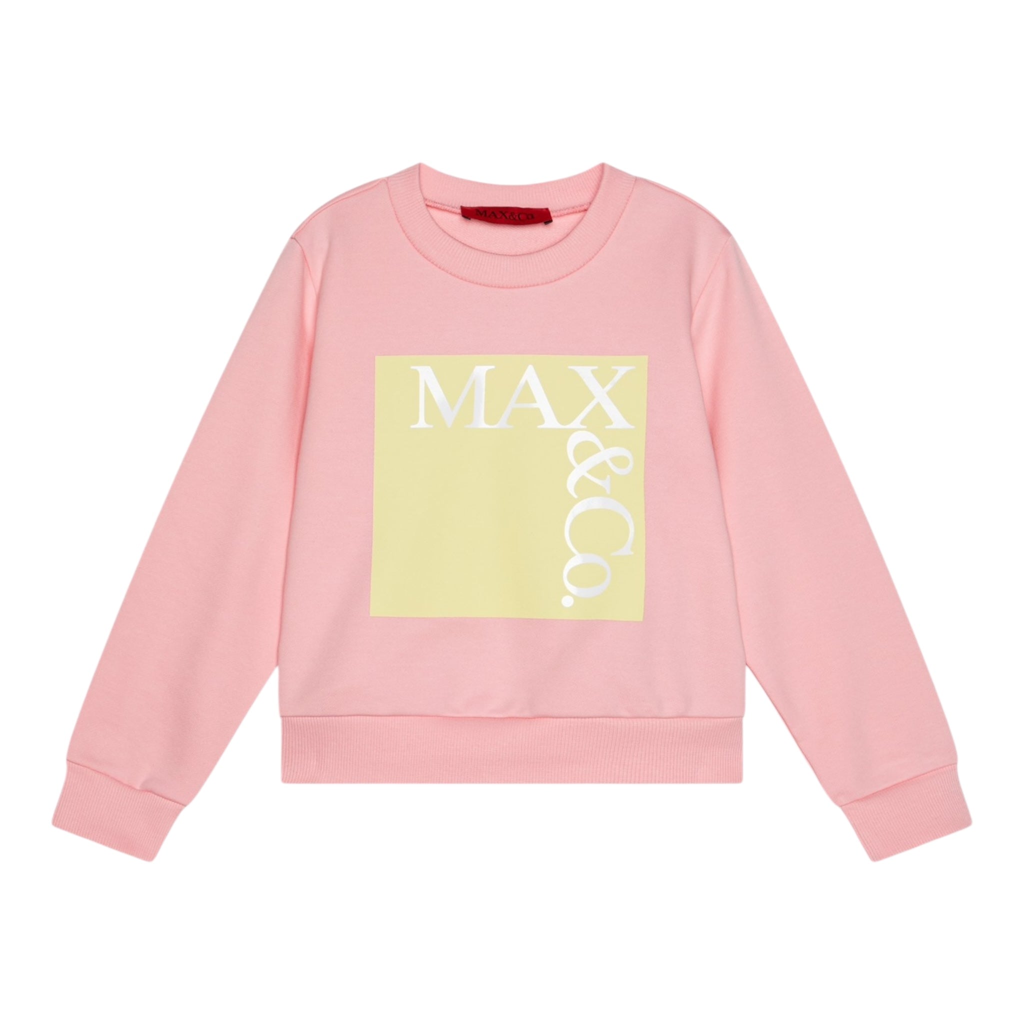 Max Mara Felpa Chiusa Girocollo Tinta Unita con Logo per Bambina MX0037 ROSA MAX MARA 