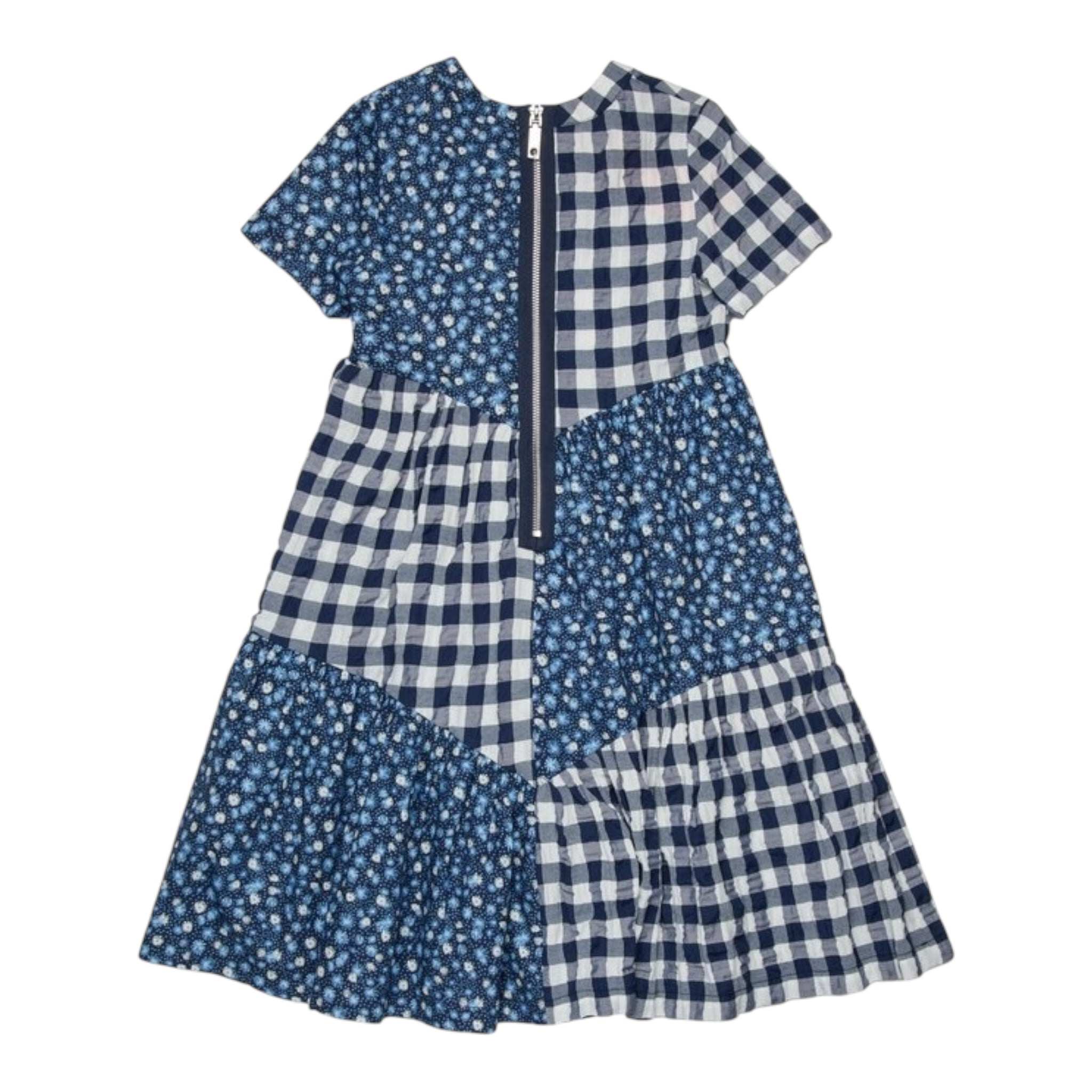 Max&Co. Abito Tinta Unita con Fantasia Fiori E Quadri per Bambina MX0126 BLU MAX&Co. 