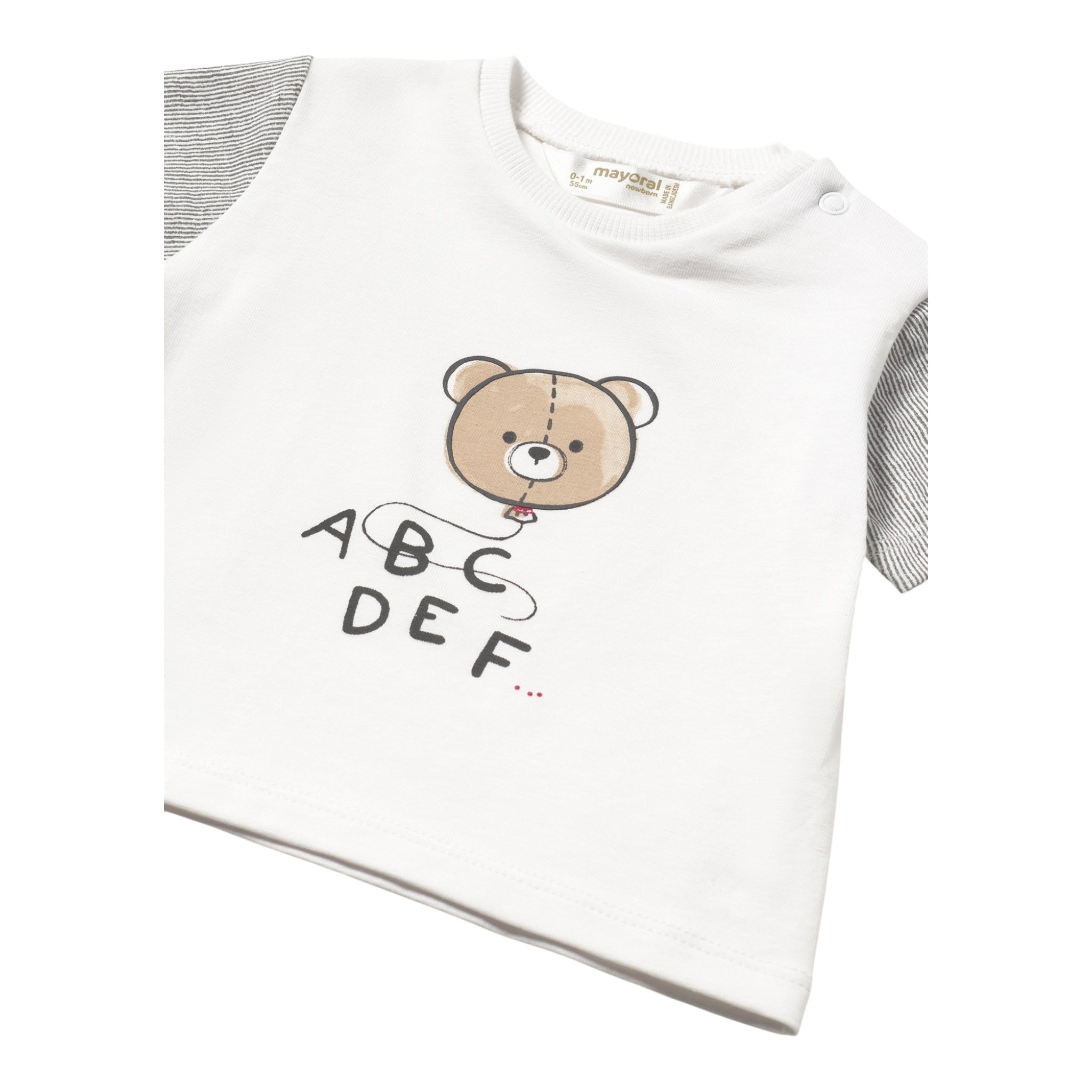Mayoral T-Shirt Girocollo Tinta Unita con Stampa In Contrasto per Neonato 1037 BIANCO MAYORAL 
