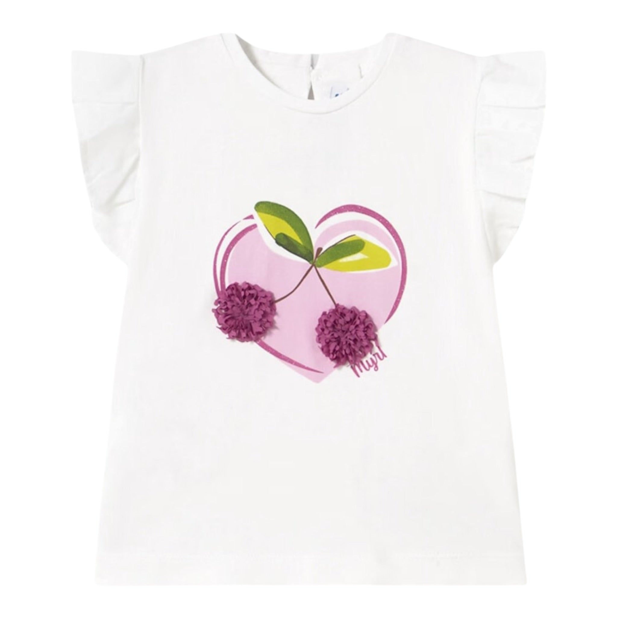 Mayoral T-Shirt Girocollo Tinta Unita con Stampa per Neonata 1042X BIANCO MAYORAL 