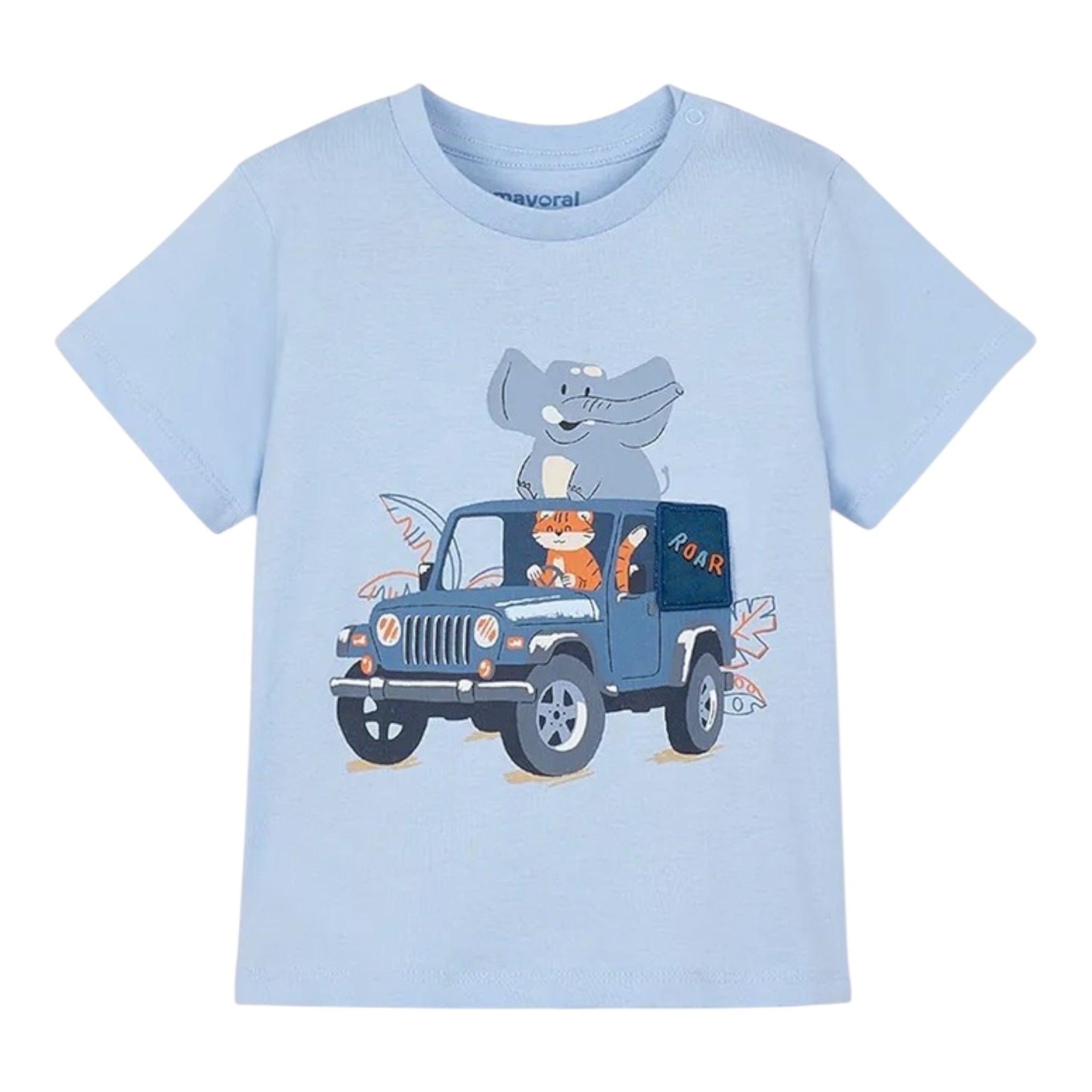 Mayoral T-Shirt Girocollo Tinta Unita con Stampa per Neonato 1053 AZZURRO MAYORAL 