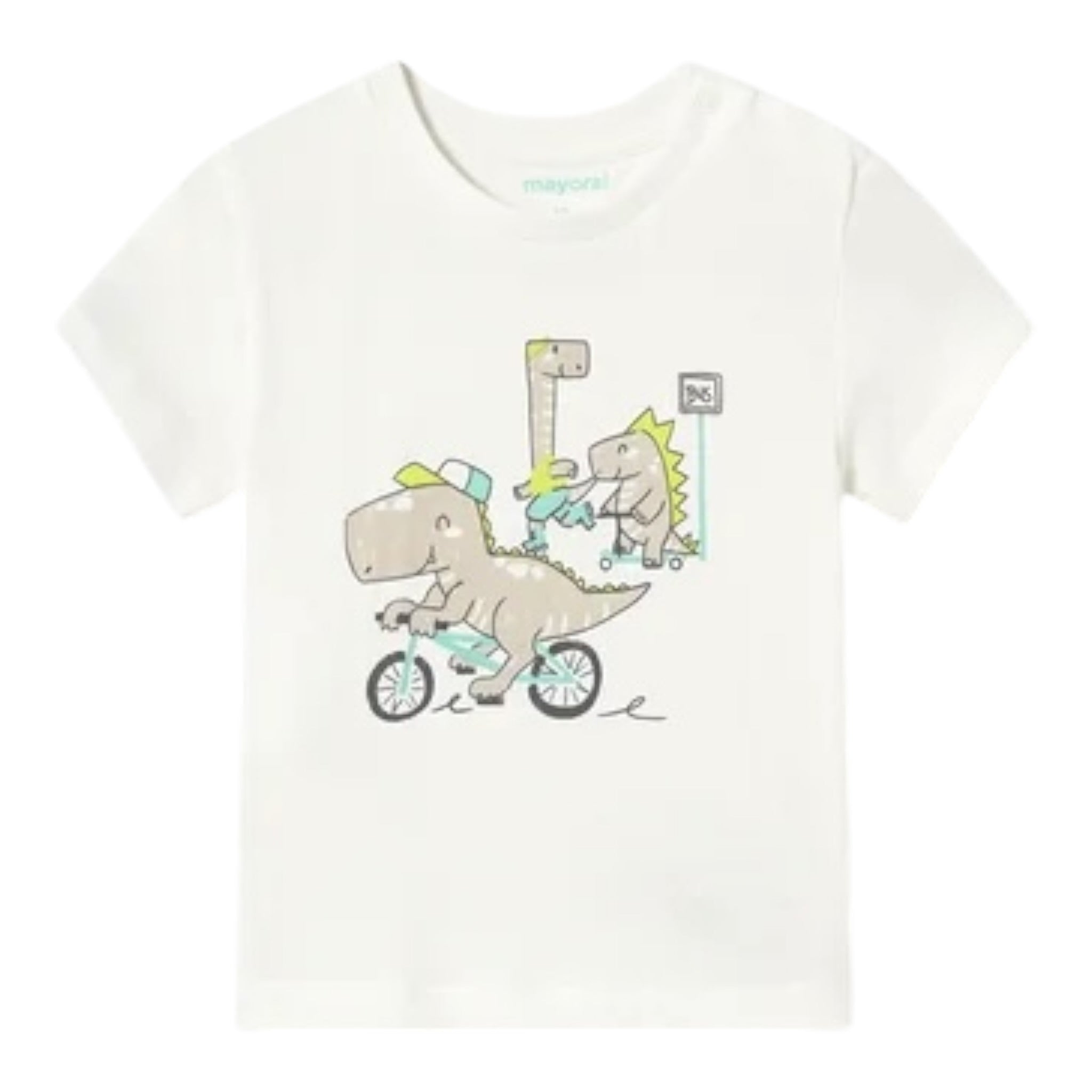 Mayoral T-Shirt Girocllo Tinta Unita con Stampa per Neonato 1062X BIANCO MAYORAL 