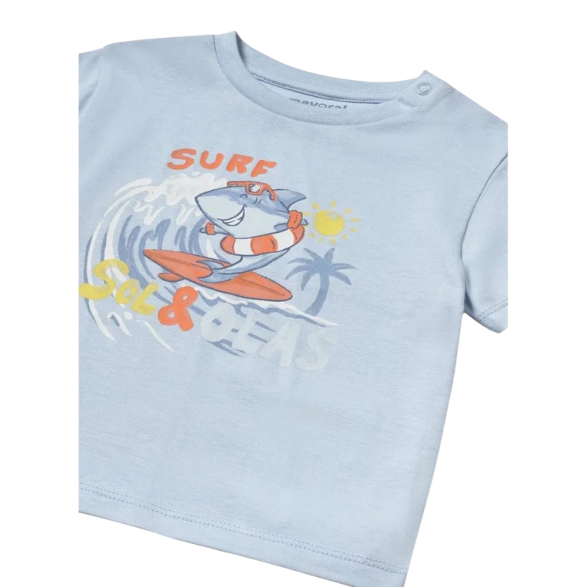 Mayoral T-Shirt Girocollo Tinta Unita con Stampa per Neonato 1065XX AZZURRO MAYORAL 
