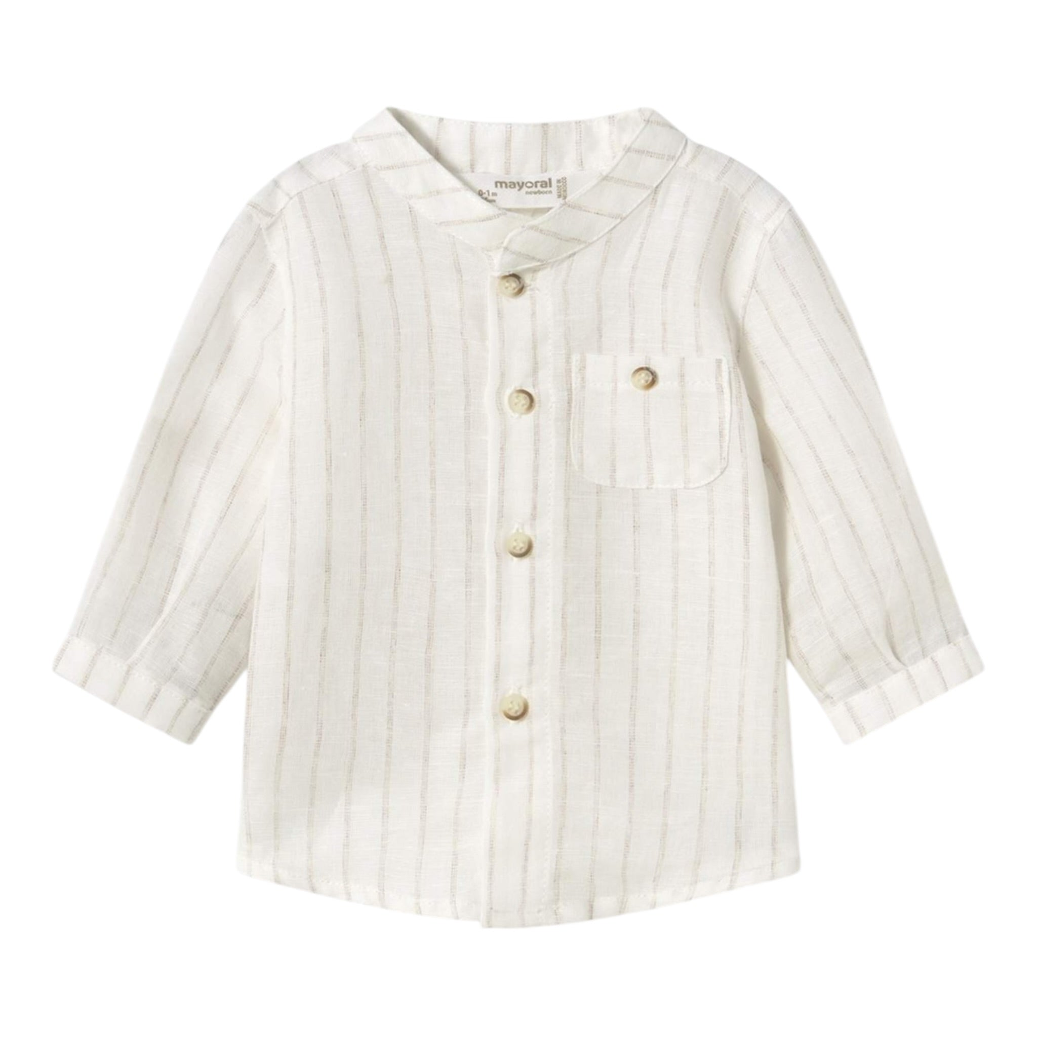Mayoral Camicia tinta unita con Fantasia A Righe Panna per Neonato 11033X PANNA MAYORAL 