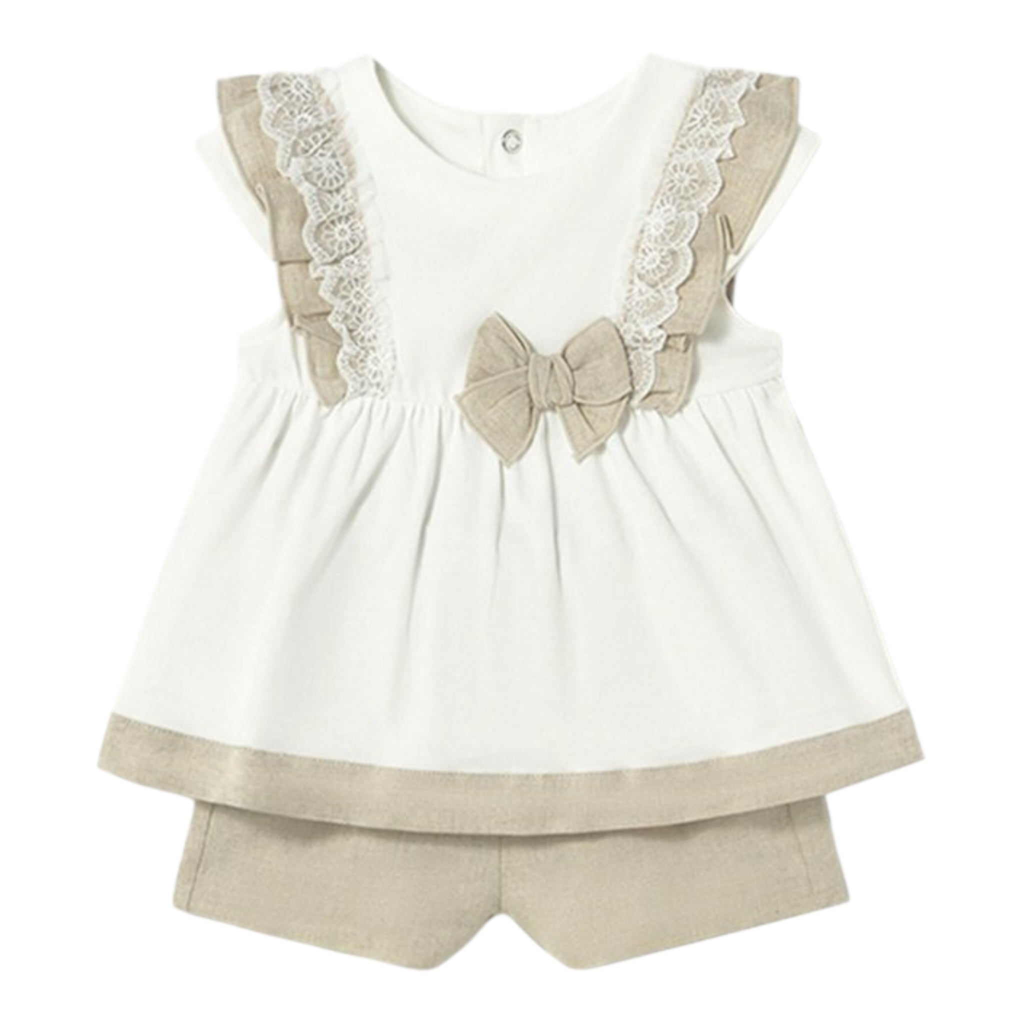 Mayoral Completo 2 Pezzi Camicia-Short Bicolore  per Neonata 1236N BIANCO/BEIGE MAYORAL 